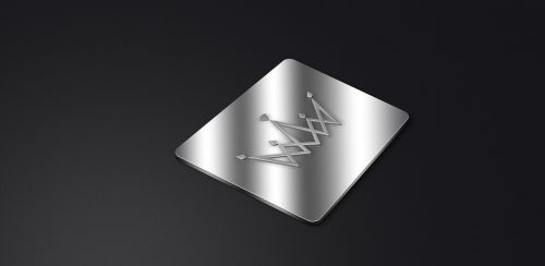 silver icon metal logo text