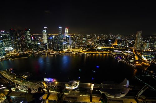singapore night view marina bay