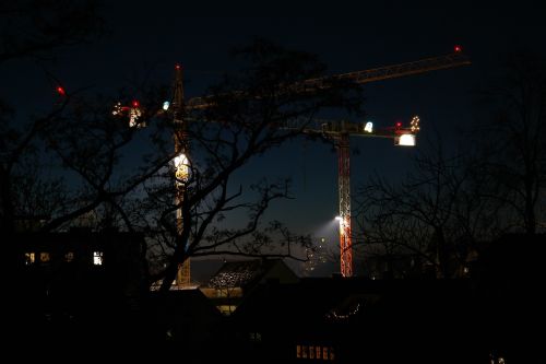 site construction work at night