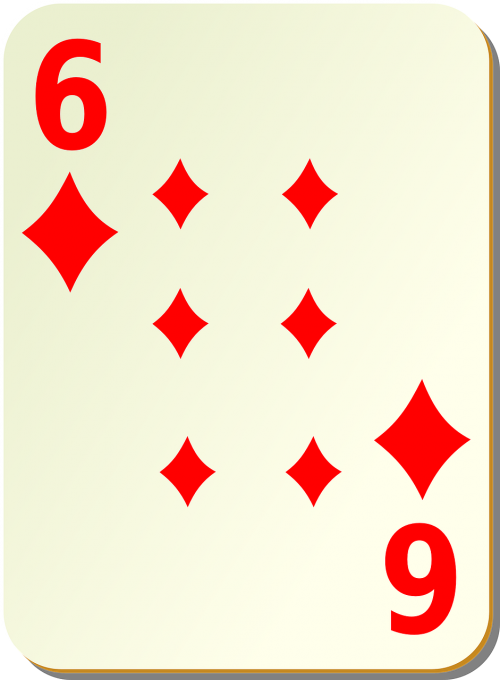 six diamonds playing cards