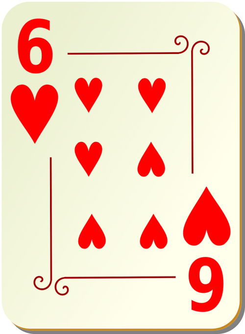 six hearts playing cards