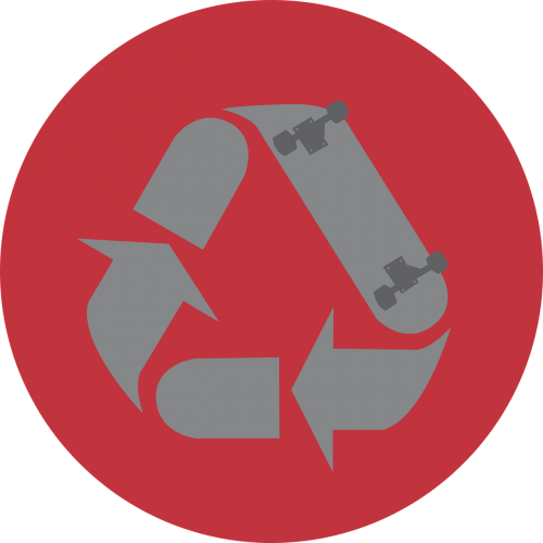 skateboard recycle symbol