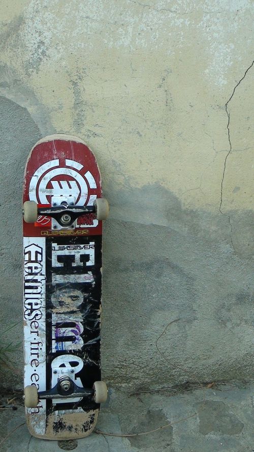 skateboard old wall