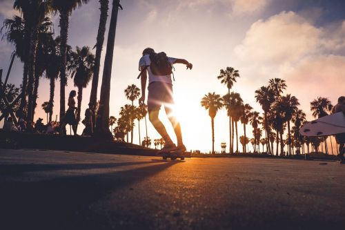 skateboarding sunset outdoor