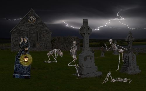 skeleton spirit cemetery