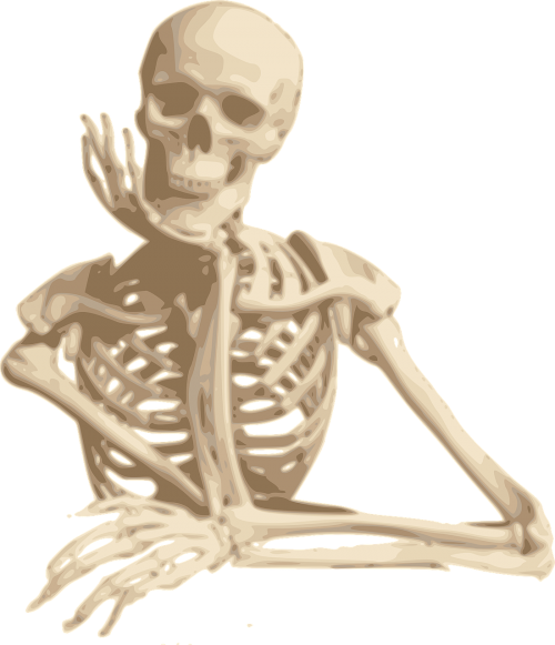 skeleton smiling sitting