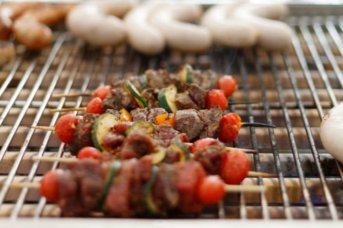 skewers barbecue sausages