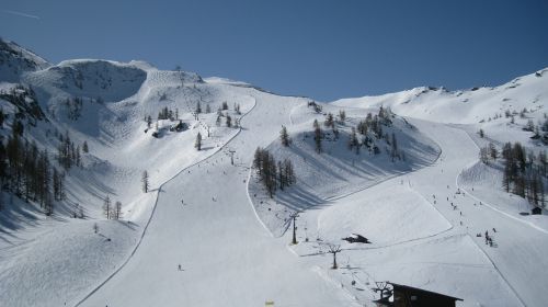 ski run winter sports mountains
