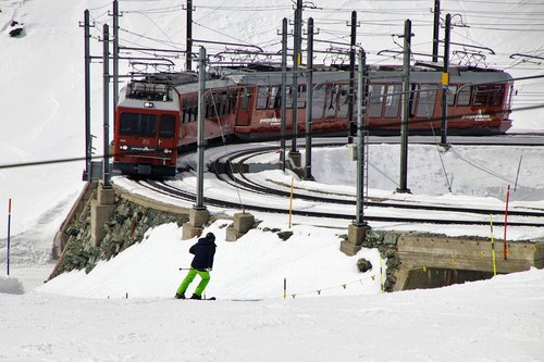 skier  rails  pull station