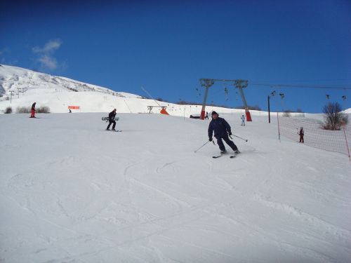 skiing snow mountain