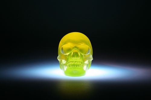 skull sculpture glass