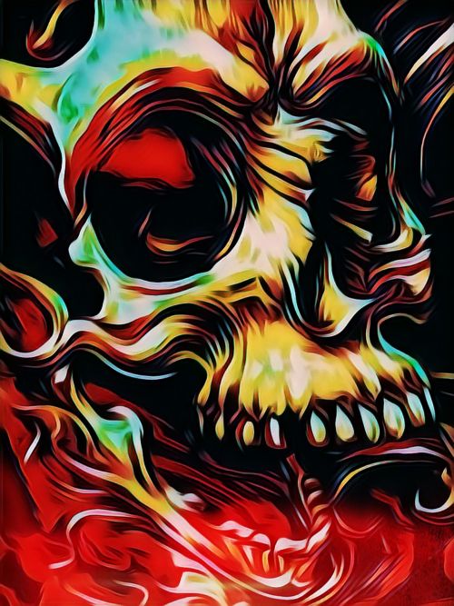 skull fire art