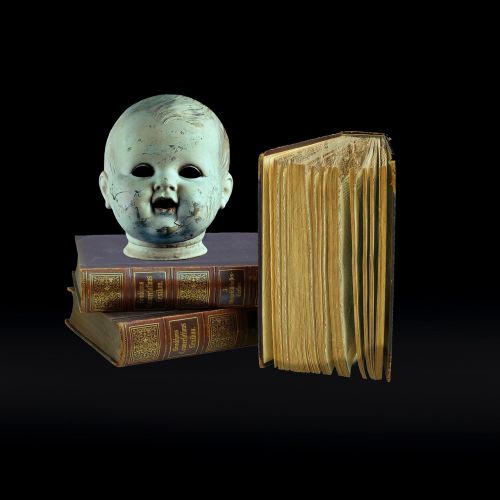 skull book doll