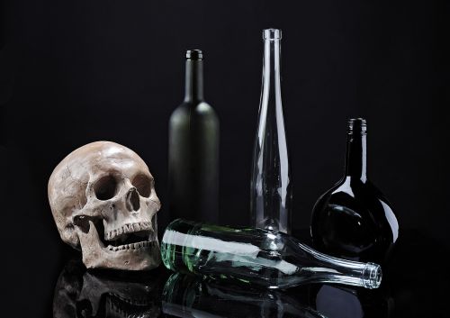 skull skeleton bottle
