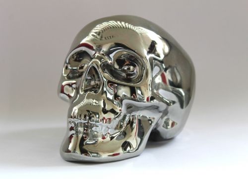 skull and crossbones silver metal