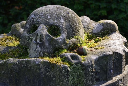 skull and crossbones  stone sculpture  skull