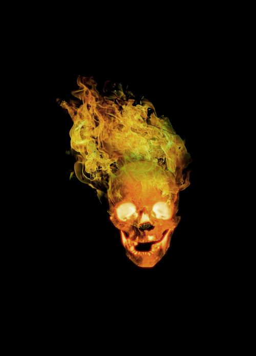skull and crossbones burning fire