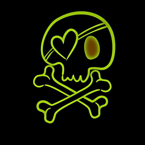 skull and crossbones light green background