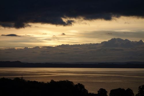 sky lake clouds