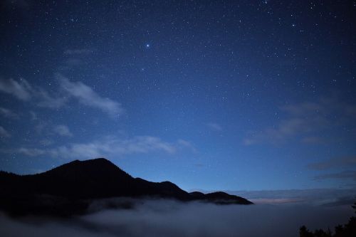 sky stars mountain top