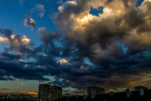 sky sunset moon