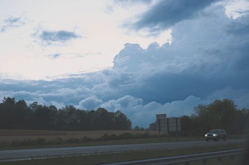 sky clouds trees