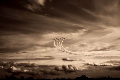 sky clouds airplanes