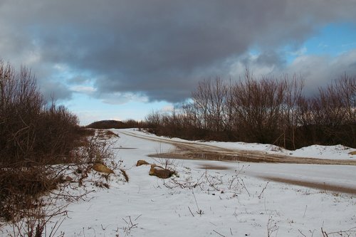 sky  snow  road