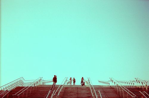 sky stairs blue