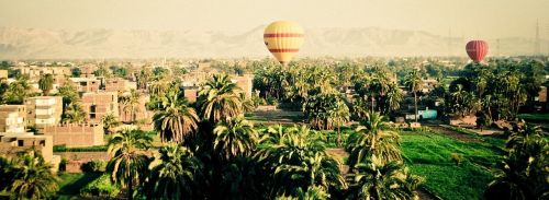 sky mountains hot air balloons