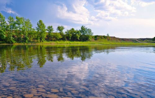 sky rocks river