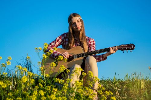 girl guitar nature