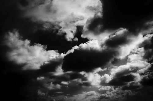 sky clouds black and white