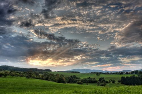 sky sunset field