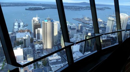 sky city tower view harbour new zealand