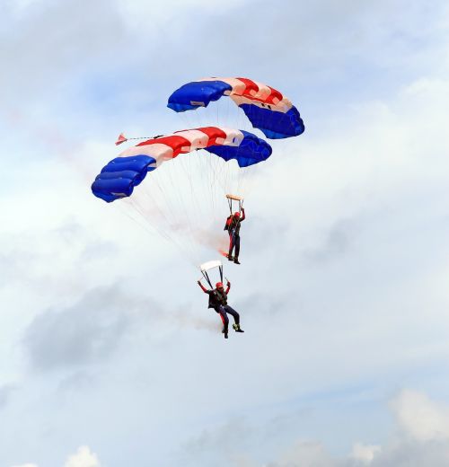 skydiving parachutes airplane