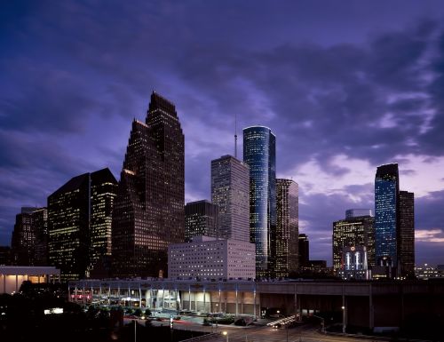 skyline houston dusk