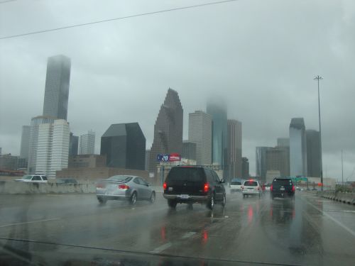 skyline rain city