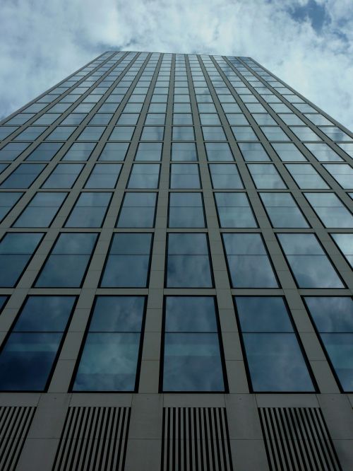 skyscraper glass facade building