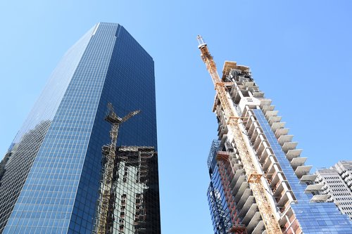 skyscraper  baukran  mirroring