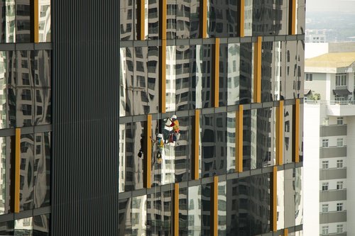 skyscraper  building  washing windows
