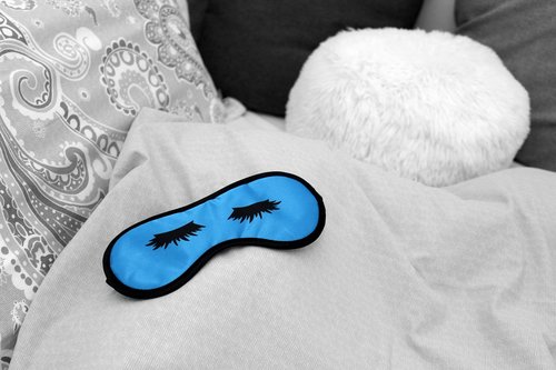 sleep glasses  blue  bed