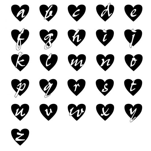 Small Letters Hearts Alphabet
