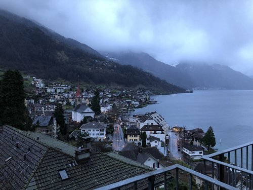 small town  switzerland  morning