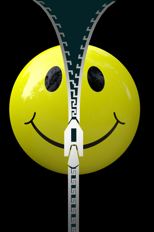 smiley laugh zip