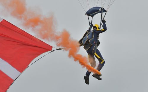smoke parachute danish flag