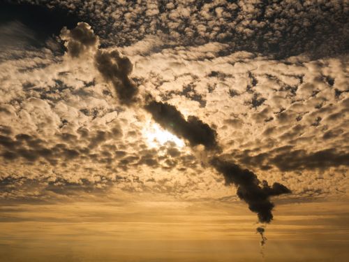 smoke plume sky clouds