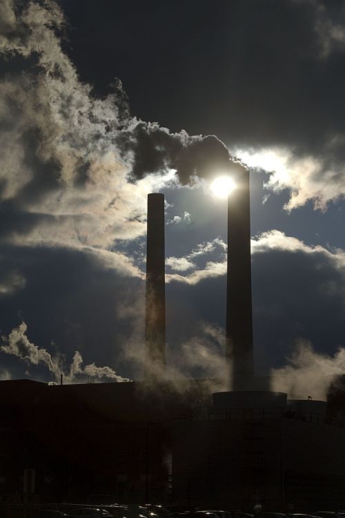 smoke stacks power plant power