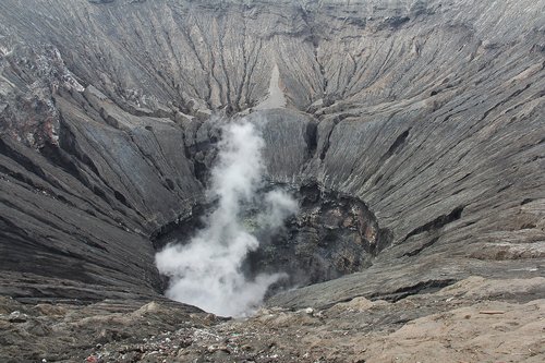 smoking crater  crater  active volcano