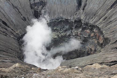 smoking crater  crater  active volcano